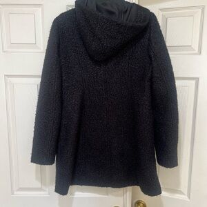 Loft Zip Up Long Sleeve Women’s Sherpa Teddy Black Hooded Long‎ Coat Small